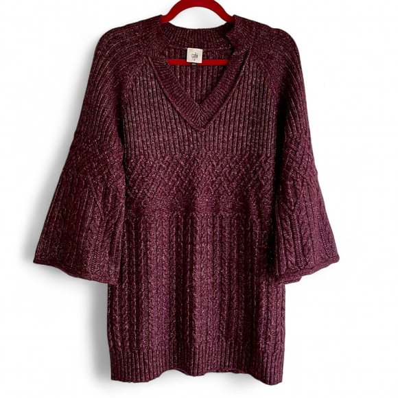 CAbi Sweaters - CAbi V Neck Cabled Sweater Dress